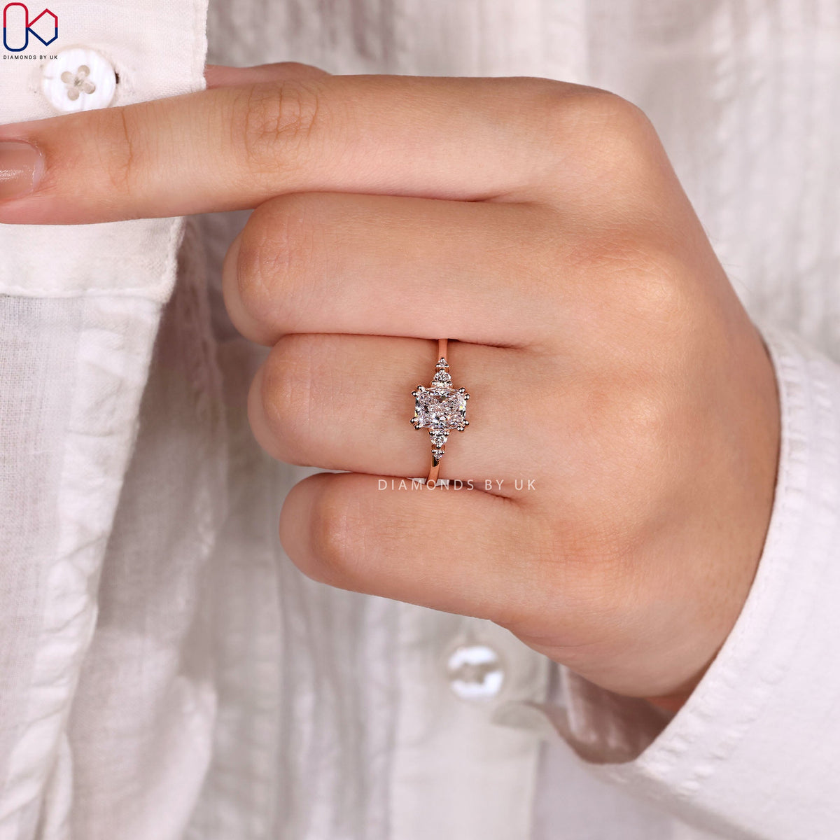 5 Stone Set Radiant Cut Diamond Engagement Ring