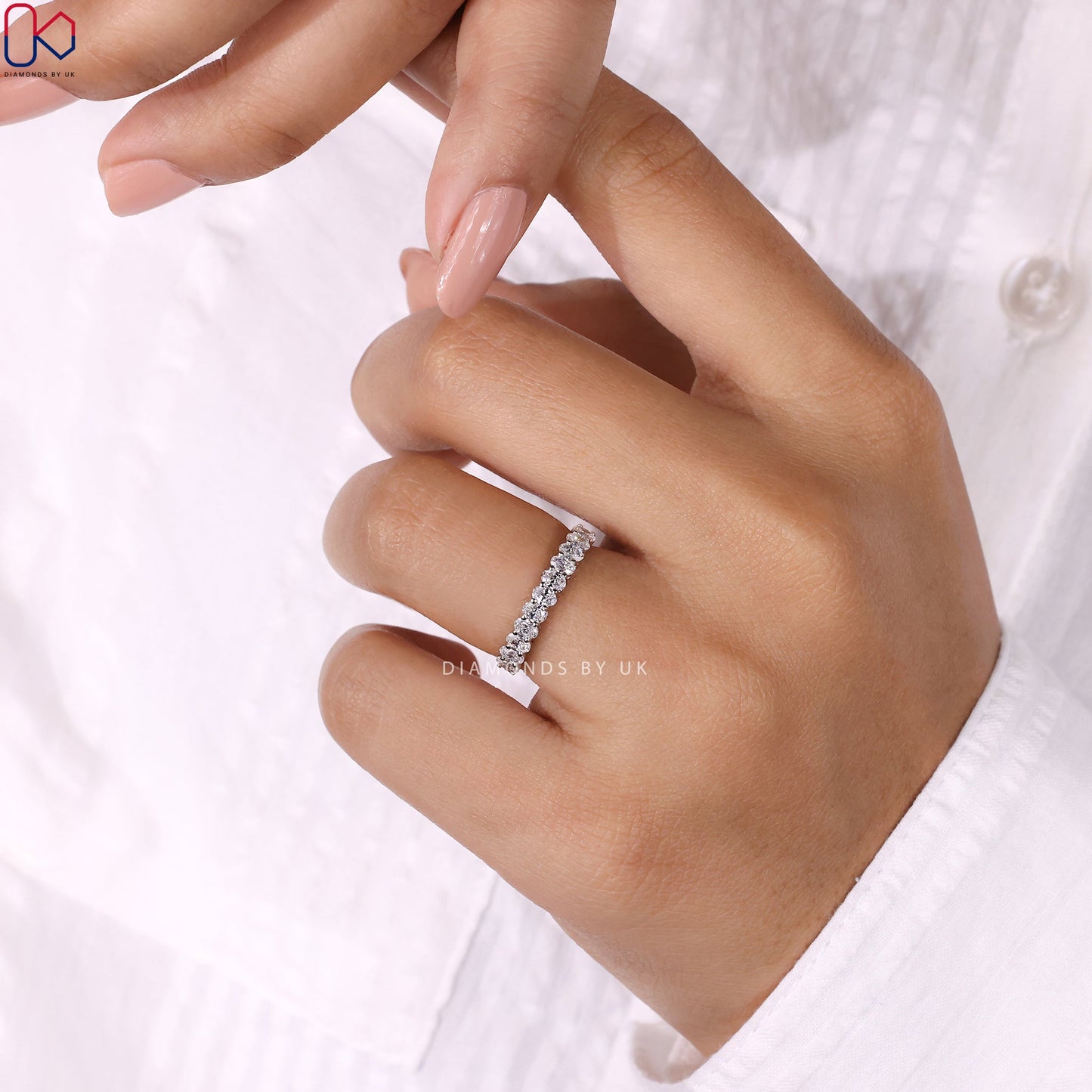 Oval Wedding Band - Half Eternity