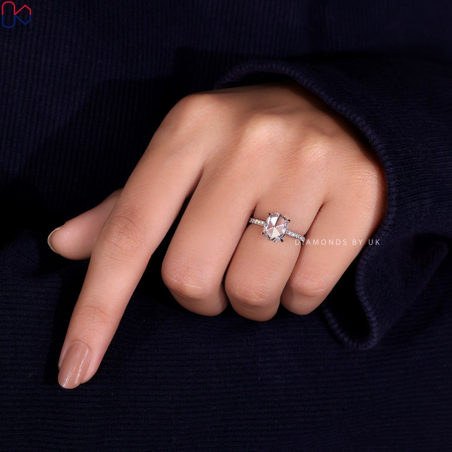 Rose Cut Diamond Ring - Pave Setting