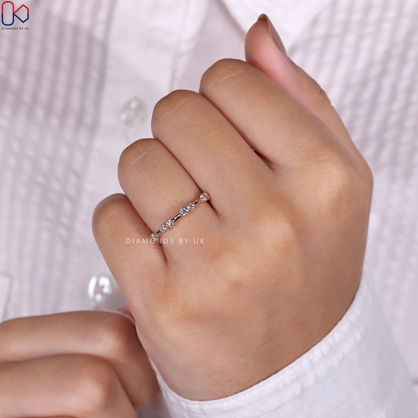 Round Diamond Wedding Band – Distance Pave Style