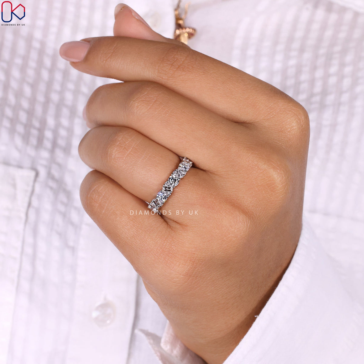 Half Eternity Band - Baguette And Round Diamond