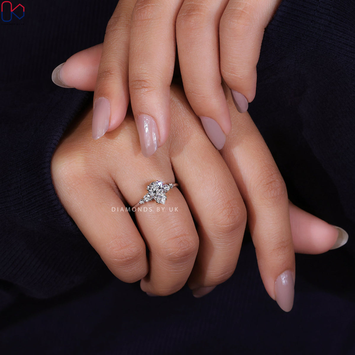5 Stone Pear Diamond Ring