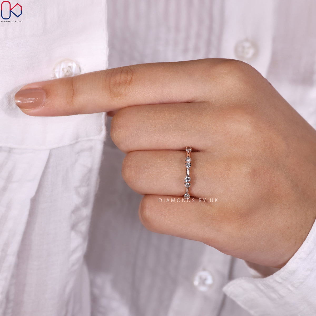 Round Diamond Wedding Band – Distance Pave Style