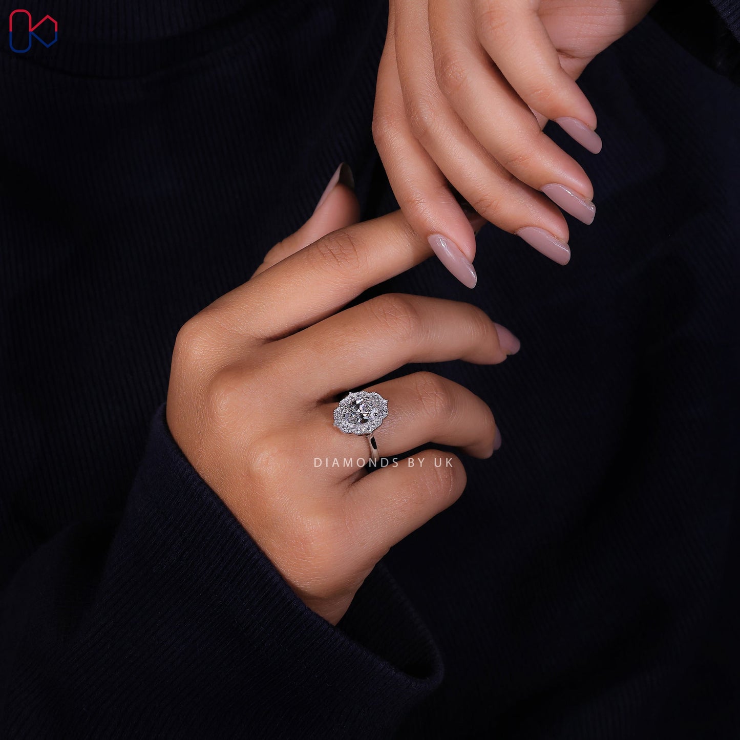 Oval Halo Engagement Ring – Cathedral Setting