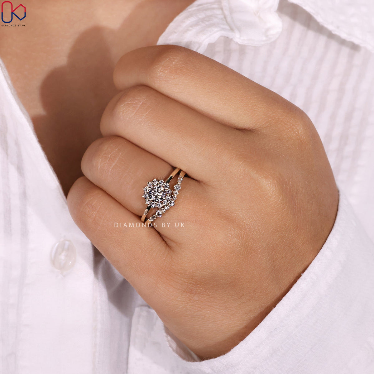 Round Engagement Ring And Wedding Band