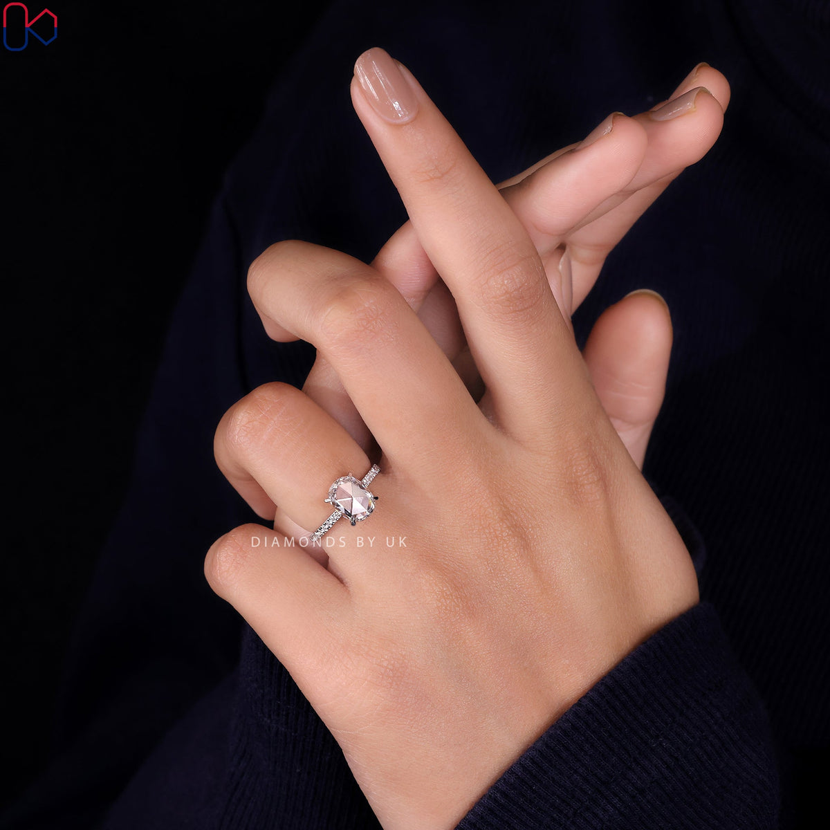 Rose Cut Diamond Ring - Pave Setting