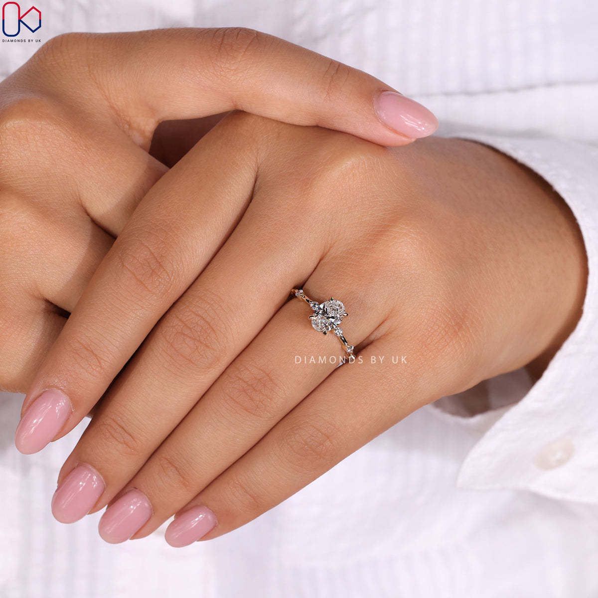 Oval Cut Diamond Ring - Distance Pave