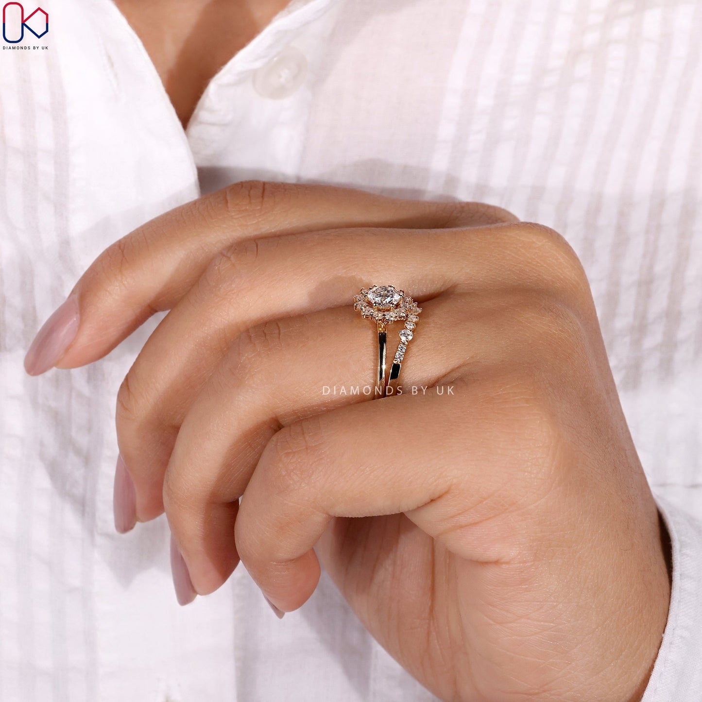 Round Engagement Ring And Wedding Band