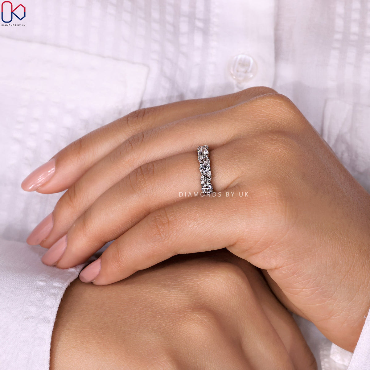 Half Eternity Band - Baguette And Round Diamond