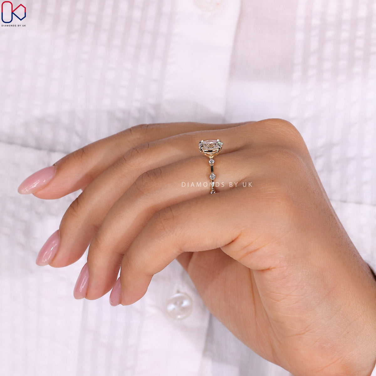 Oval Cut Diamond Ring - Distance Pave