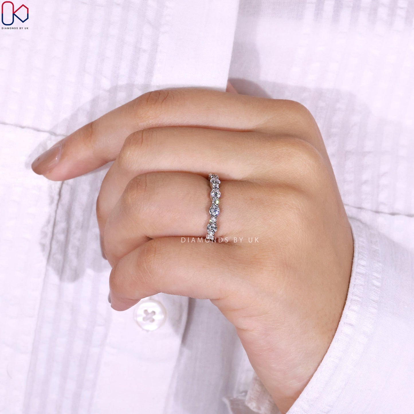 White Gold Diamond Band - Round Cut Diamond