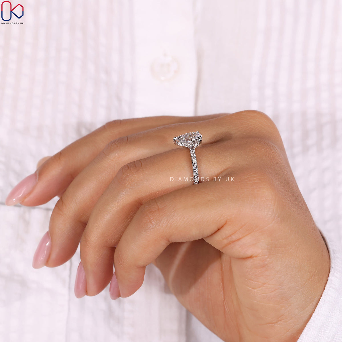 Pear Shaped Ring - Hidden Halo