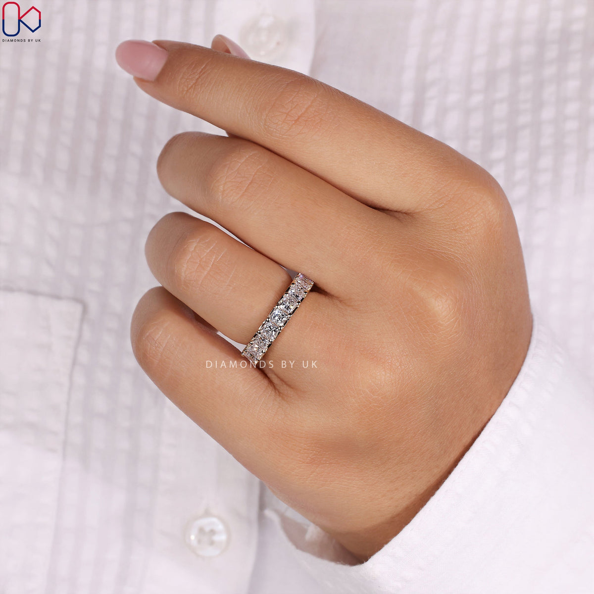 Princess Cut Eternity Band – Half Eternity Style