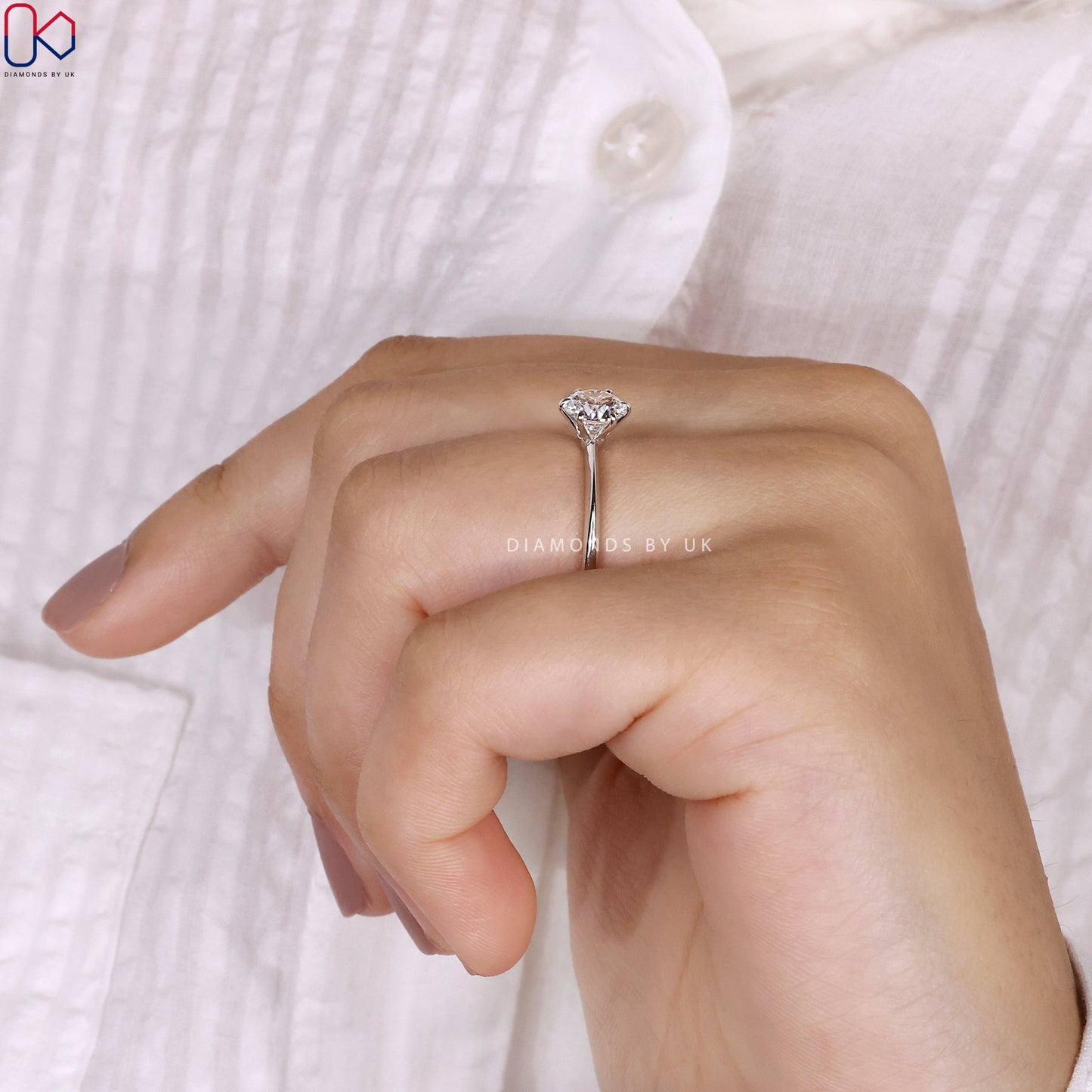 Round Brilliant Solitaire Diamond Ring In White Gold
