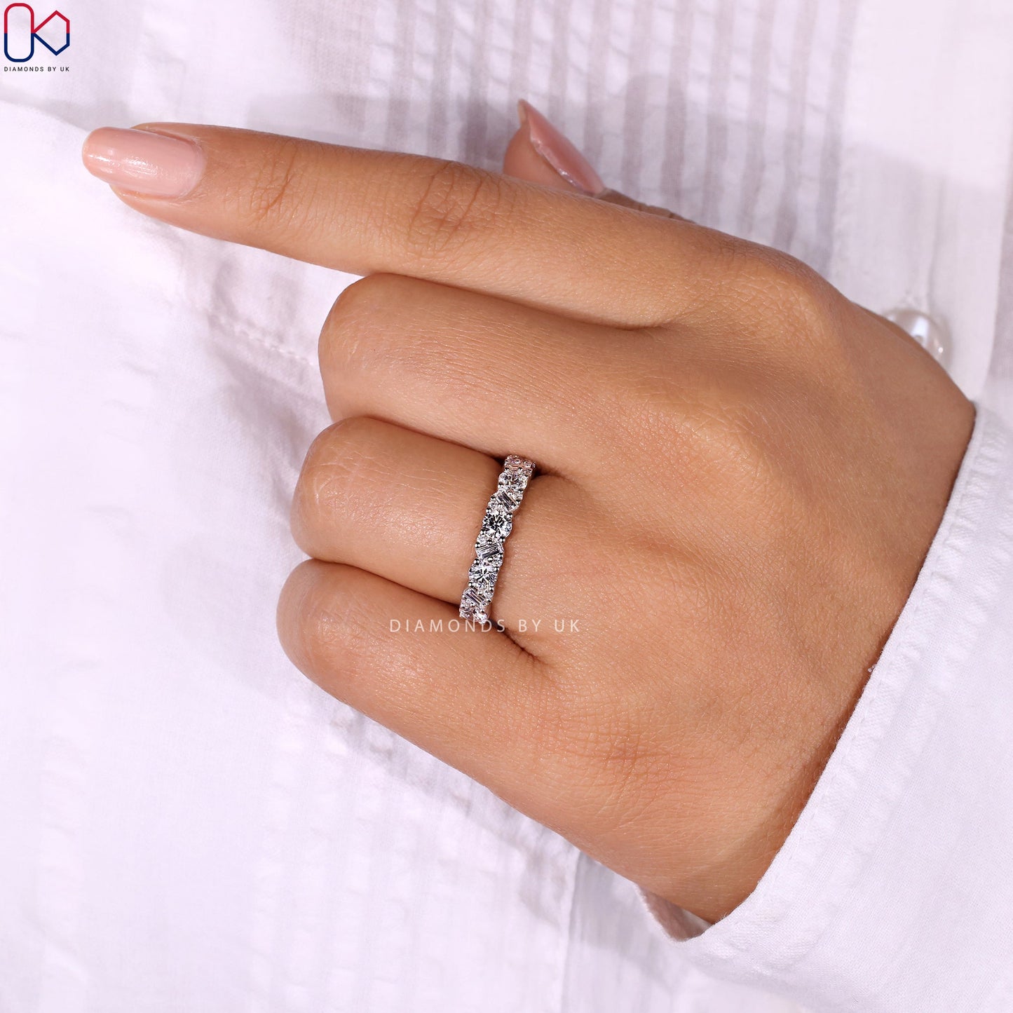 Half Eternity Band - Baguette And Round Diamond