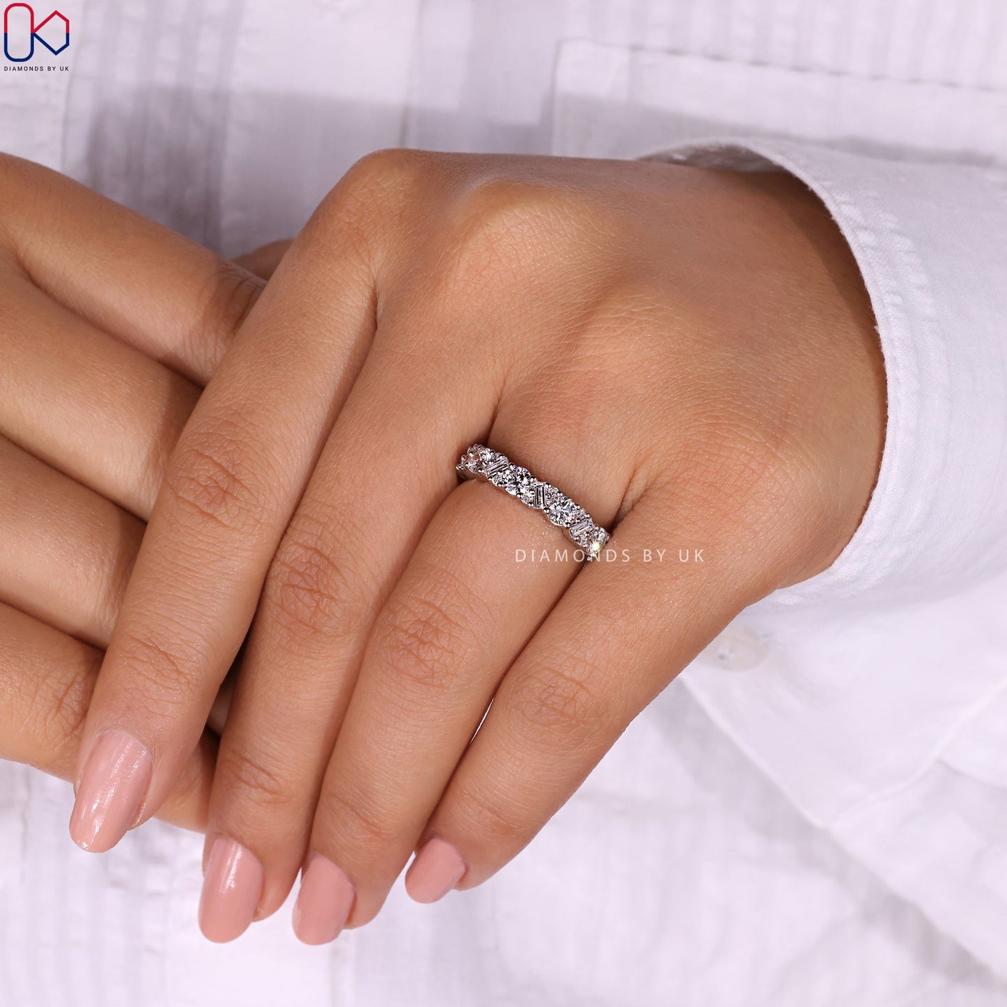 Half Eternity Band - Baguette And Round Diamond