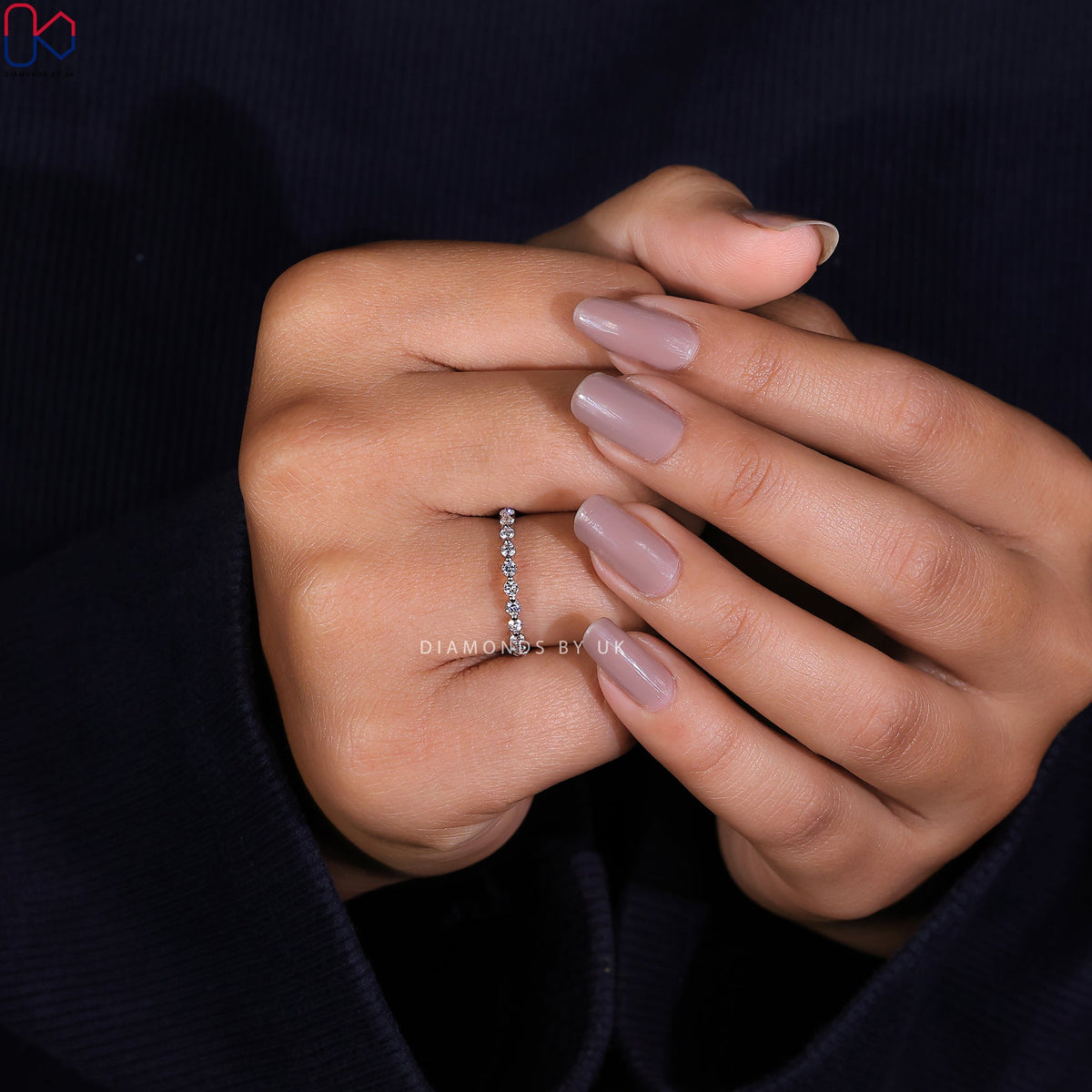 White Gold Eternity Band – Round Diamonds