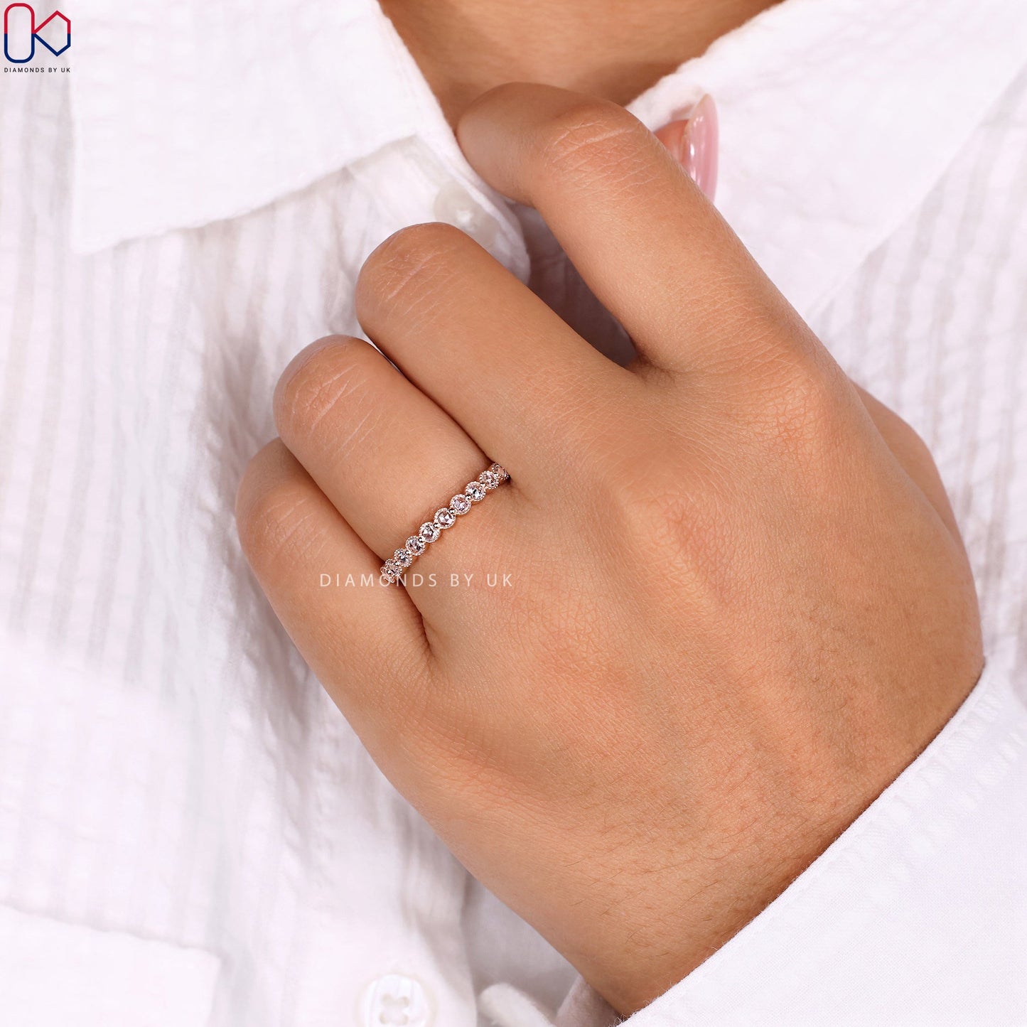 Round Rose Cut Diamond In Rose Gold Ring