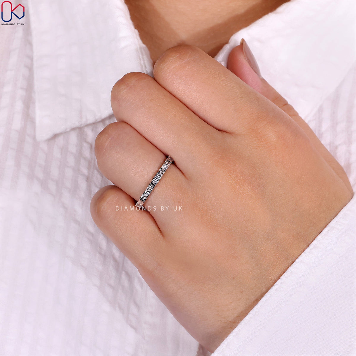 Eternity Wedding Band - Baguette and Round Diamonds