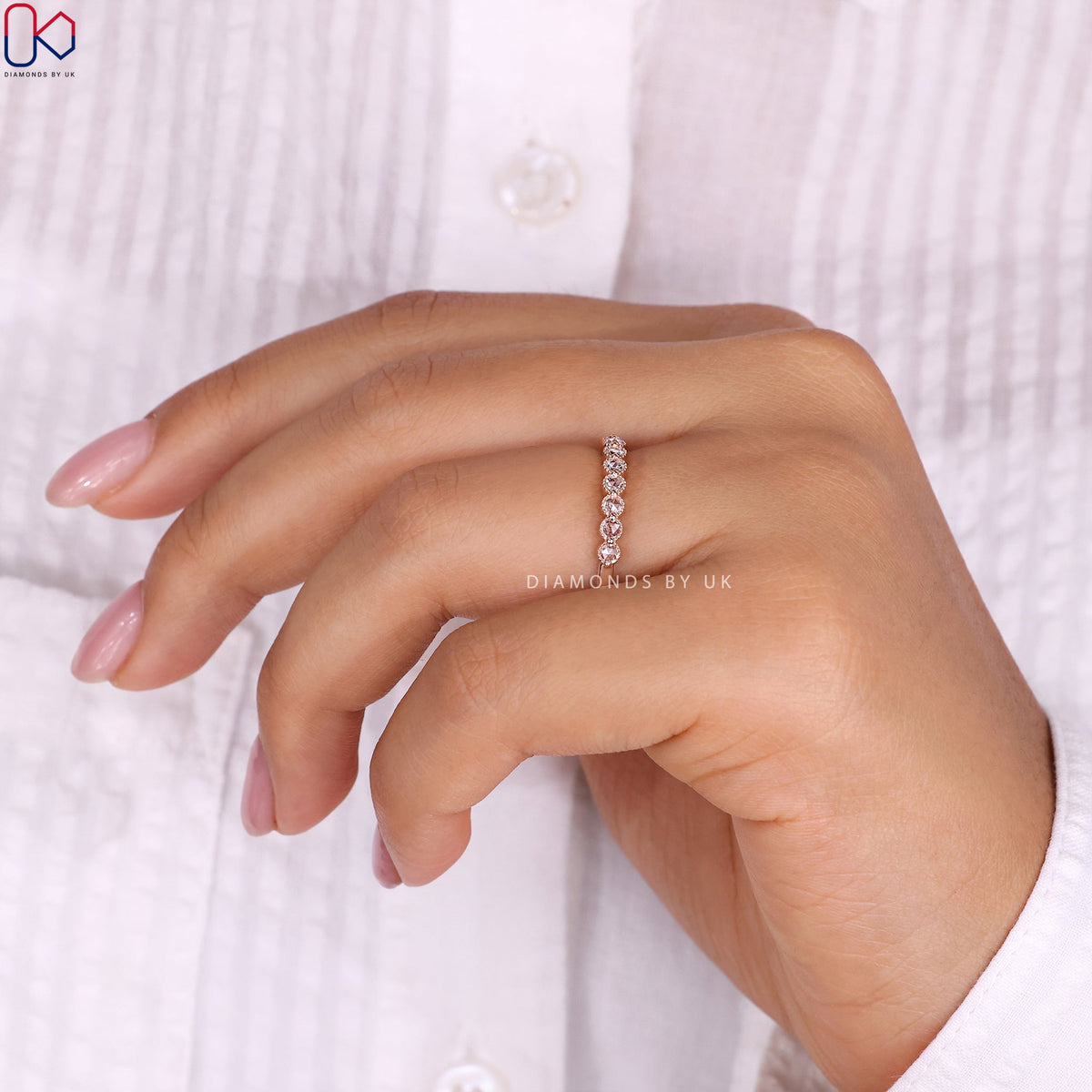 Round Rose Cut Diamond In Rose Gold Ring