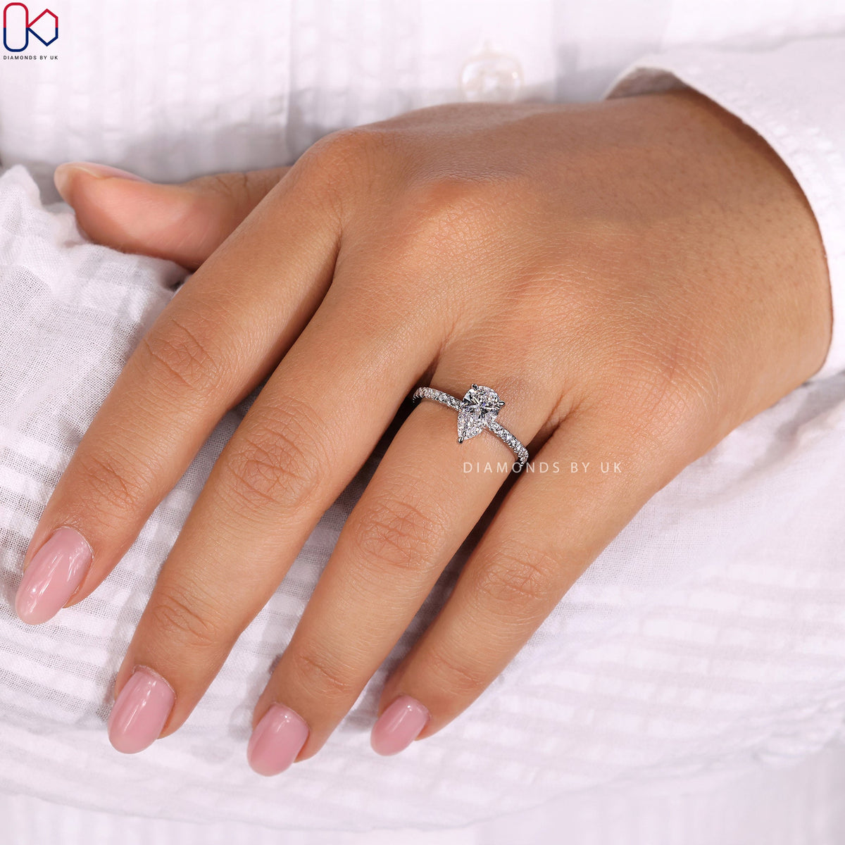 Pear Shaped Ring - Hidden Halo