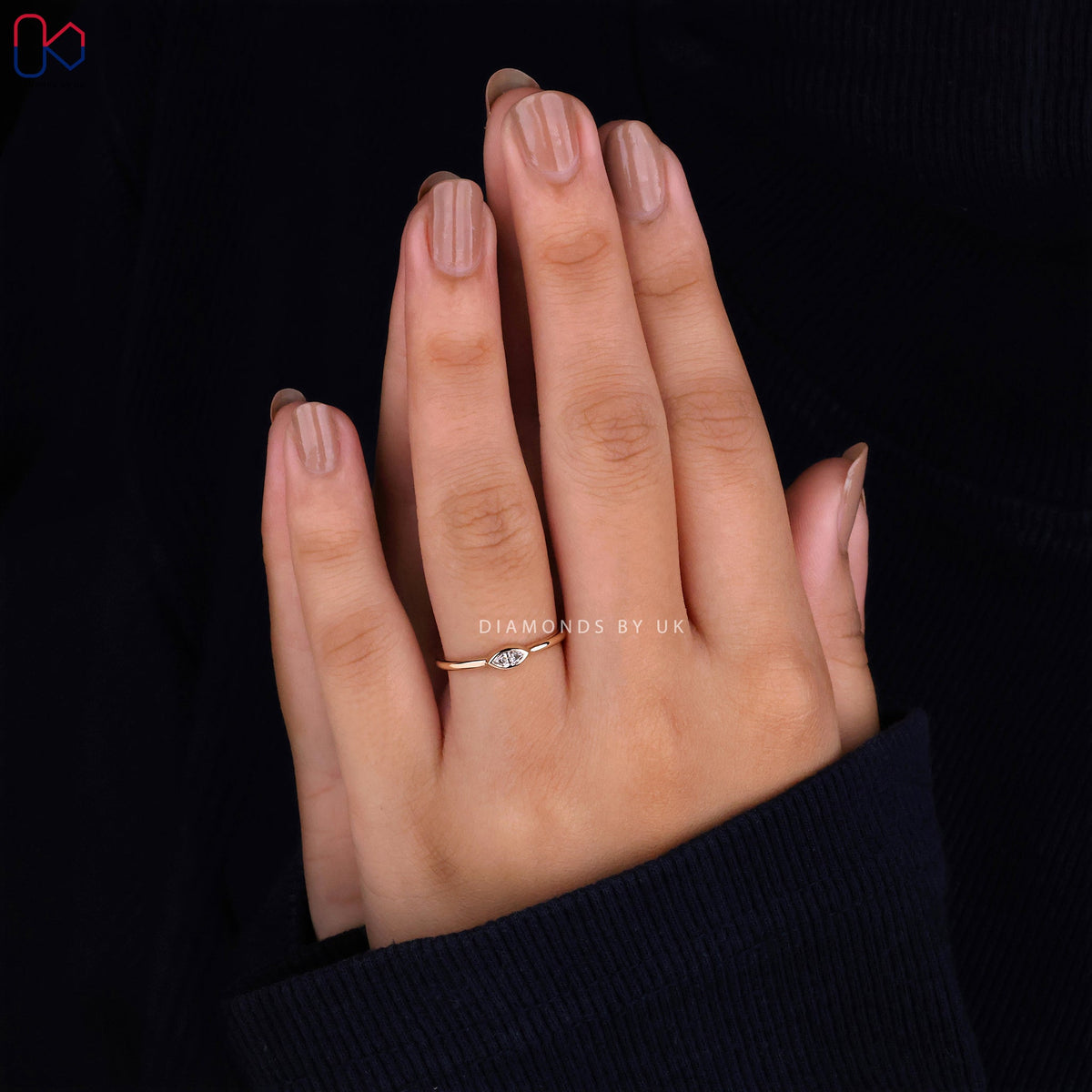 Marquise Diamond Engagement Ring - Bezel Setting