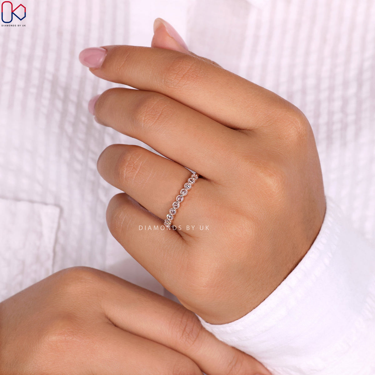 Round Rose Cut Diamond In Rose Gold Ring