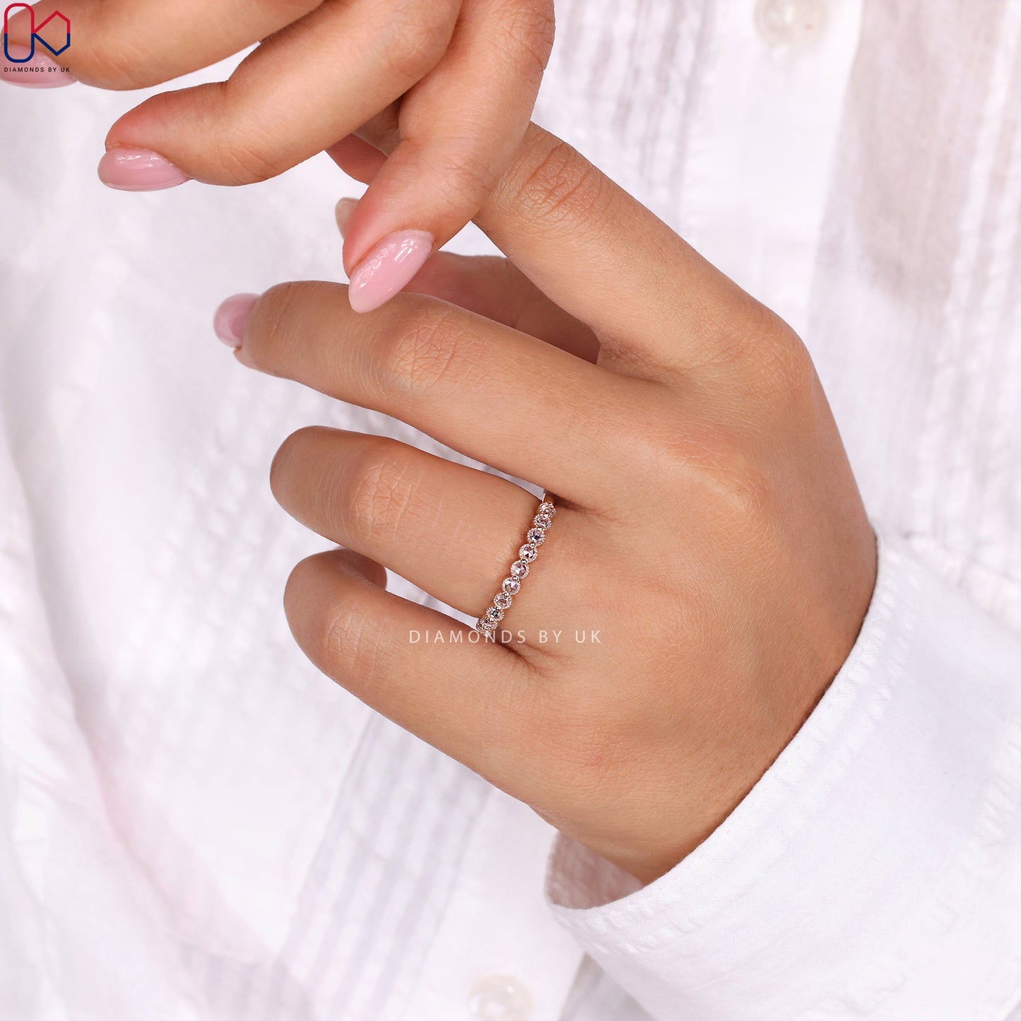 Round Rose Cut Diamond In Rose Gold Ring