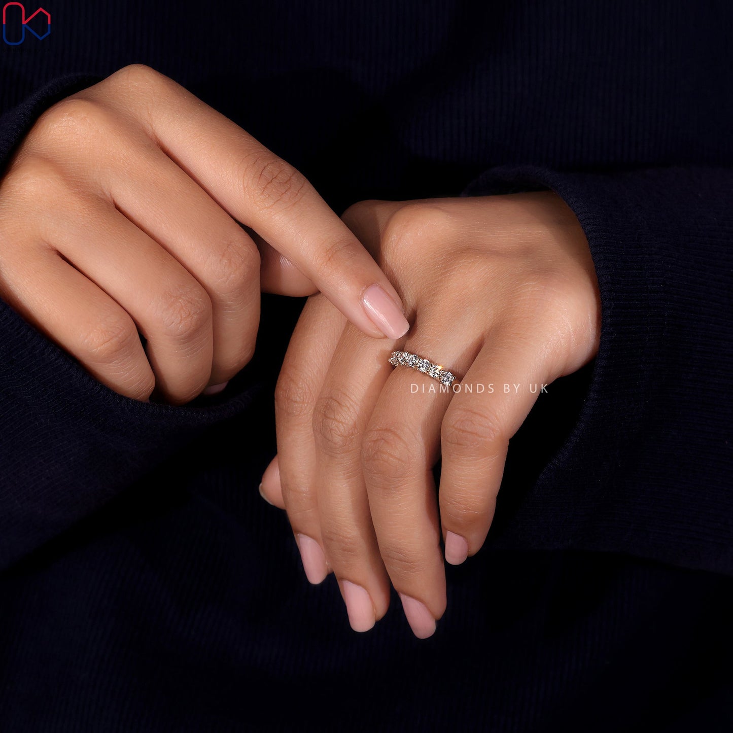 Yellow Gold Diamond Wedding Band – 7 Stone Band