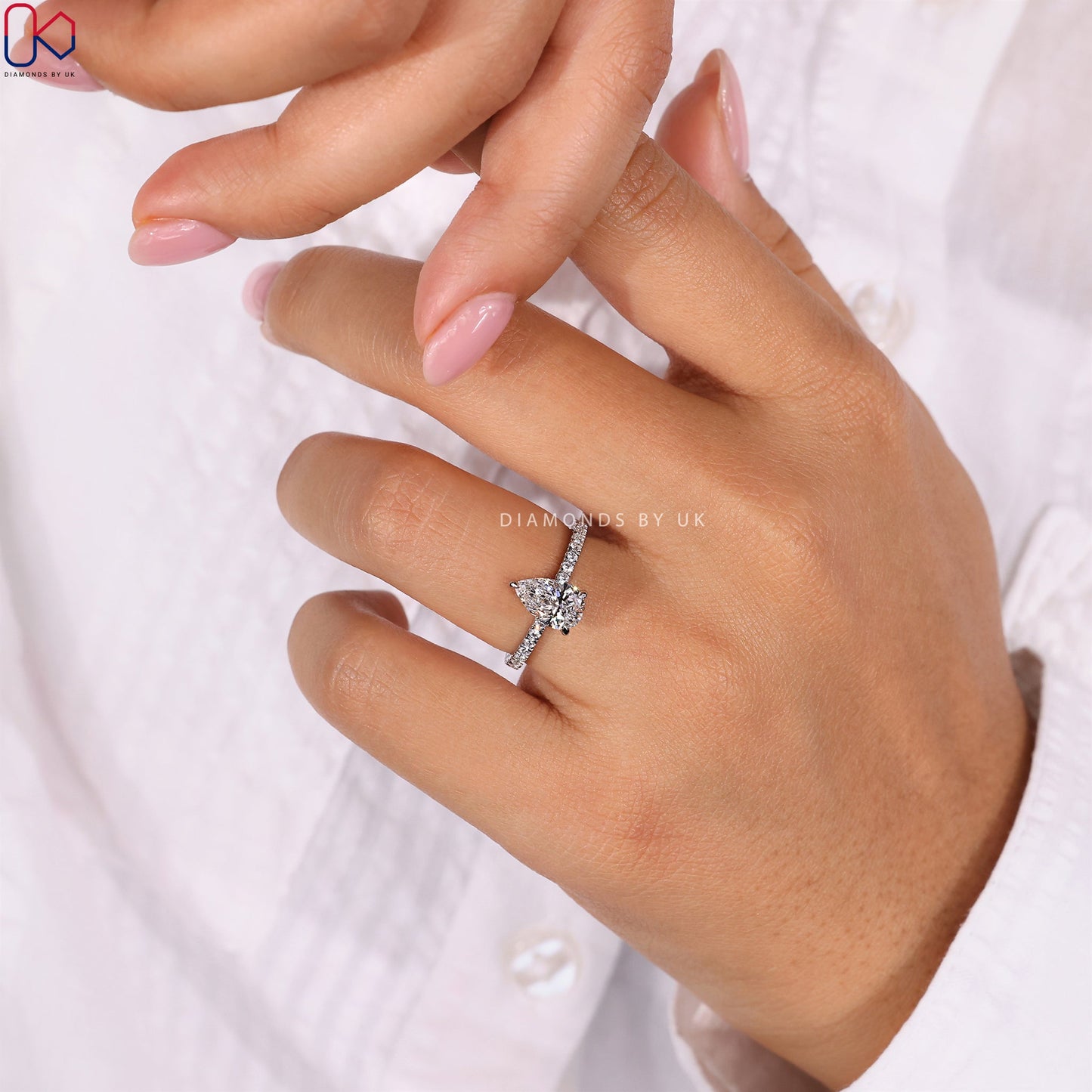 Pear Shaped Ring - Hidden Halo