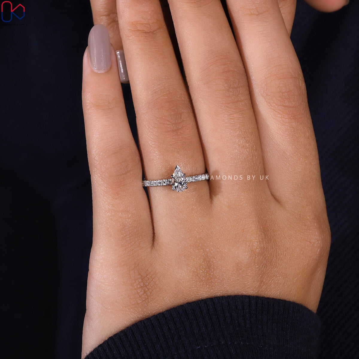 Pear Shaped Diamond Engagement Ring