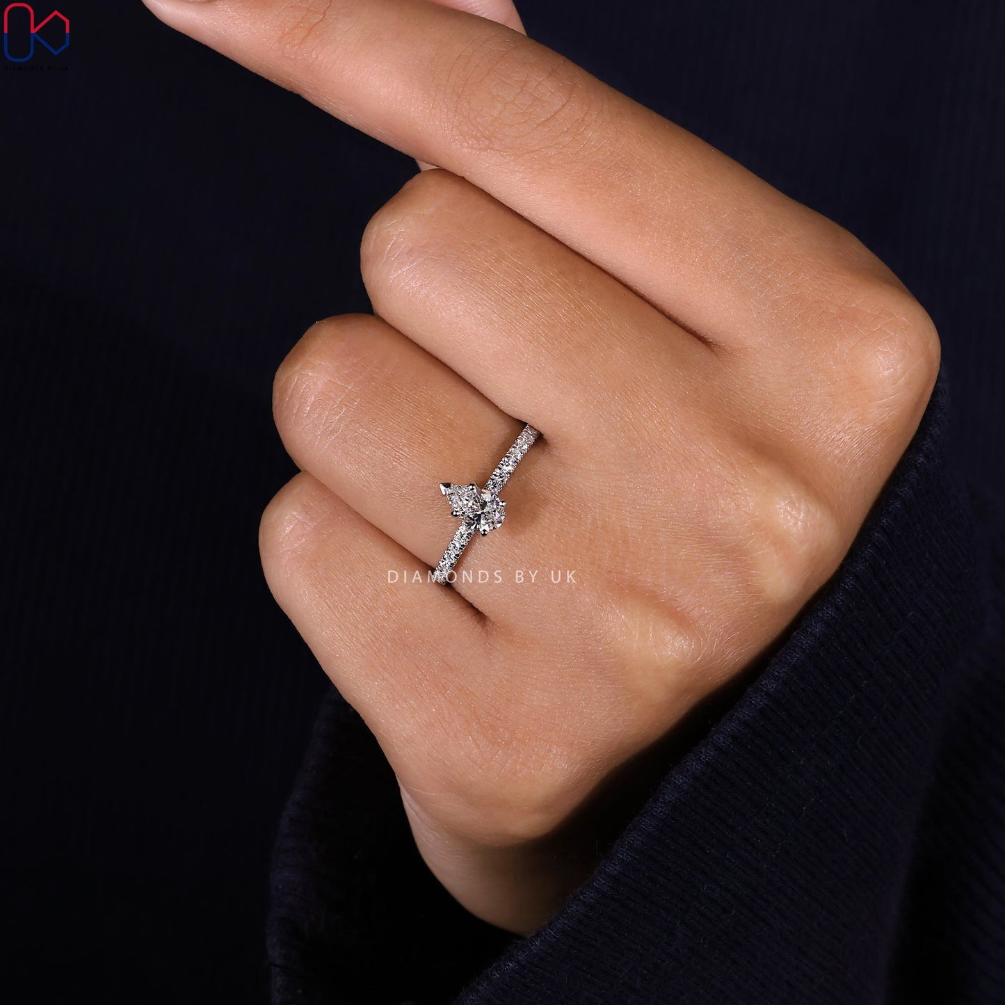 Pear Shaped Diamond Engagement Ring