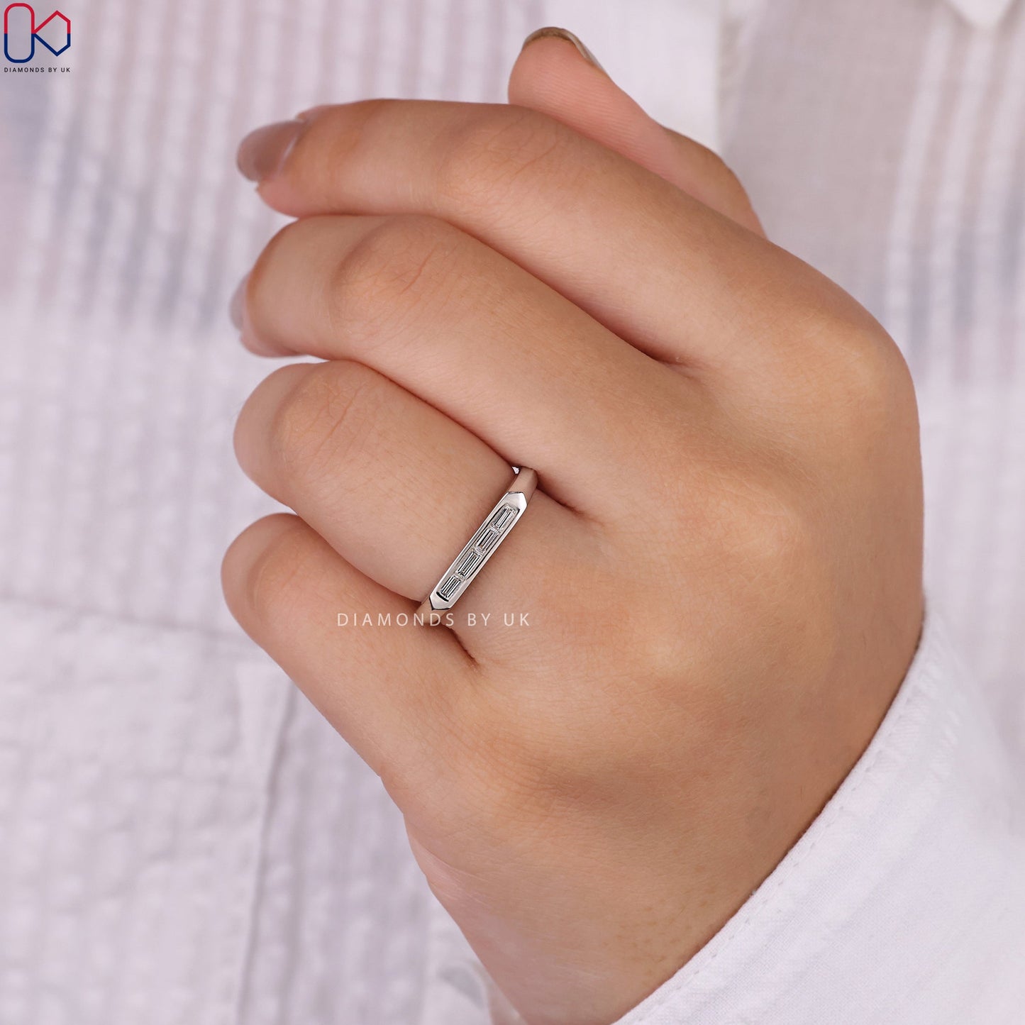 Channel Set Wedding Band