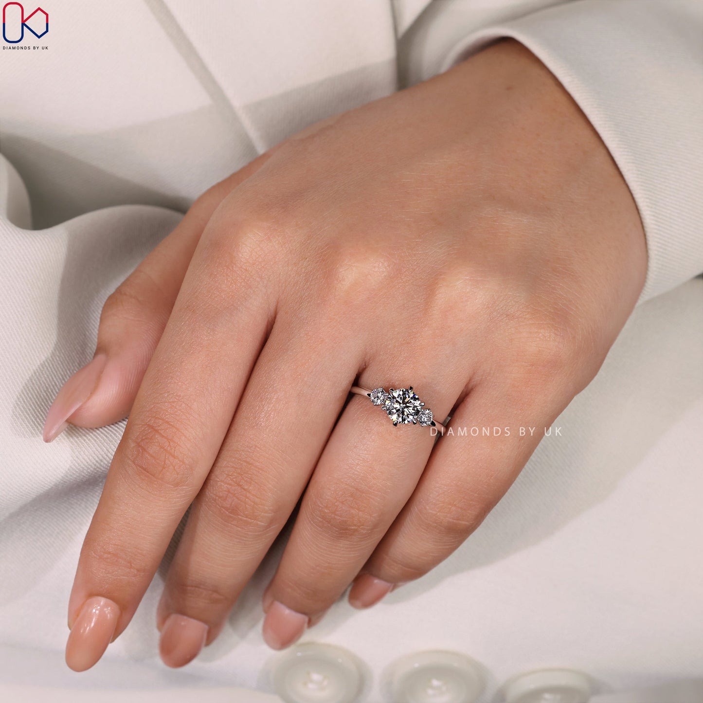 Three Stone Diamond Ring - Round Cut Diamond