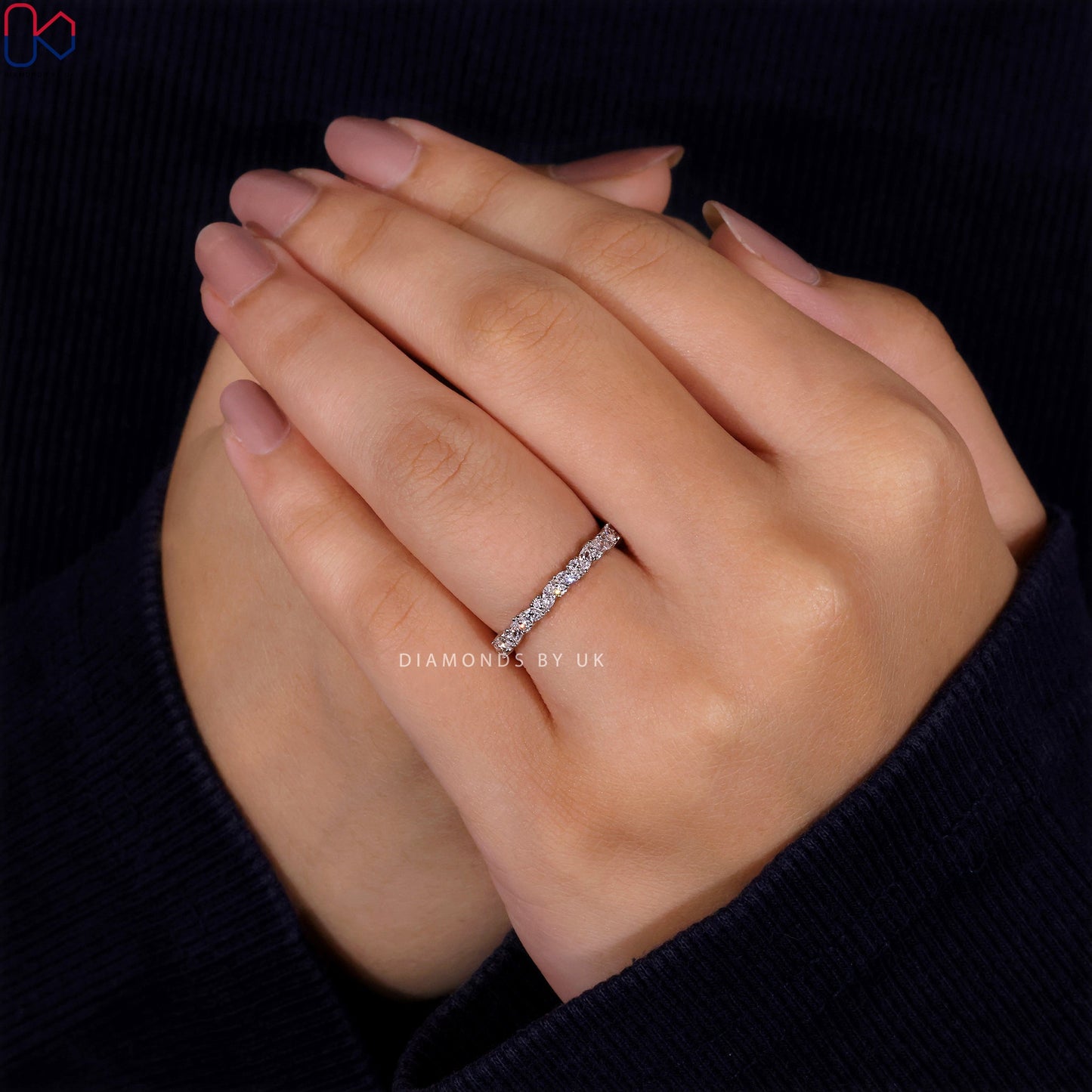 Half Eternity Wedding Band - Marquise And Round Diamond