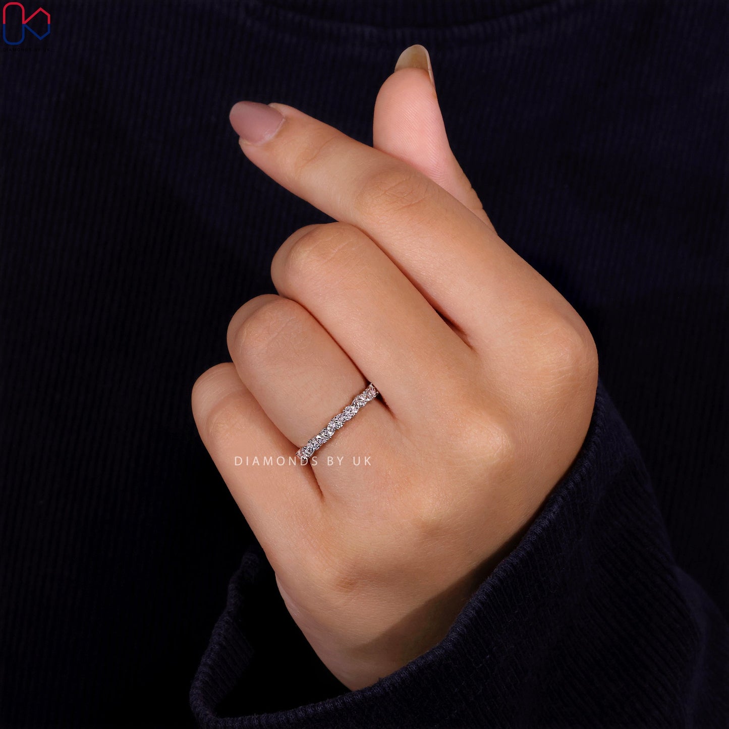 Half Eternity Wedding Band - Marquise And Round Diamond