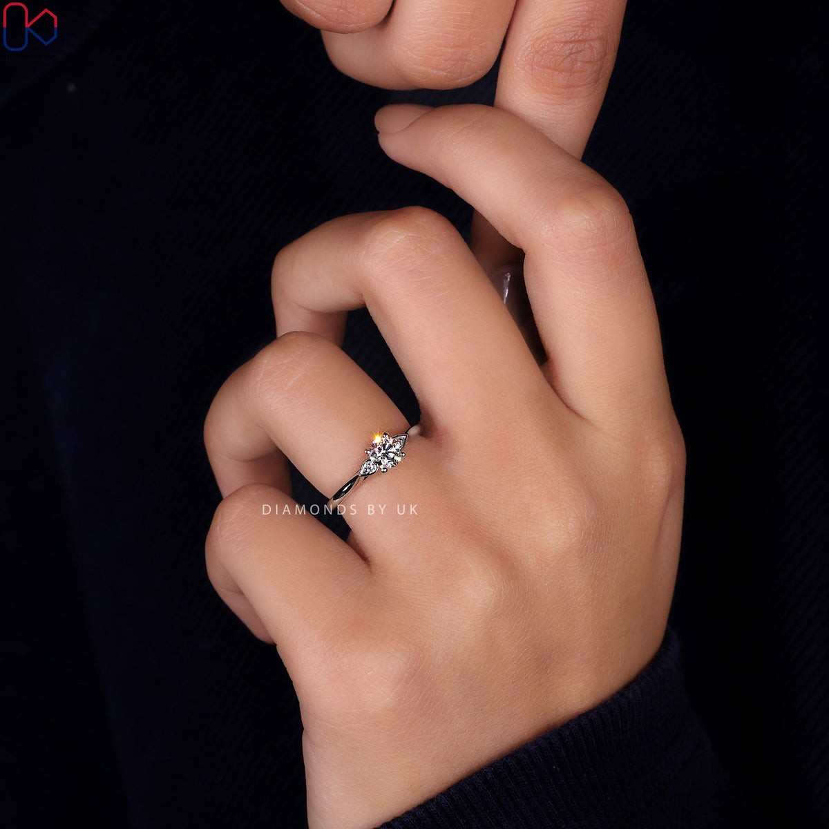 3 Stone Diamond Ring - Pear Shaped Outline