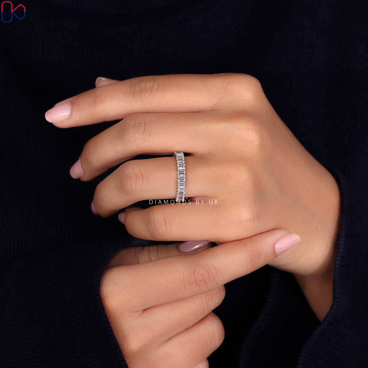 Baguette Wedding Band - Half Eternity