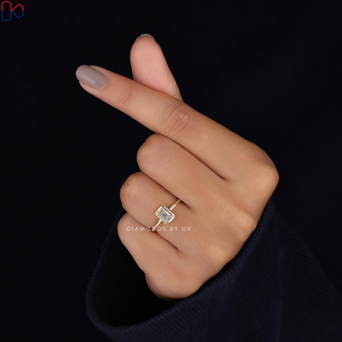 Emerald Cut Diamond Ring - Bezel Setting