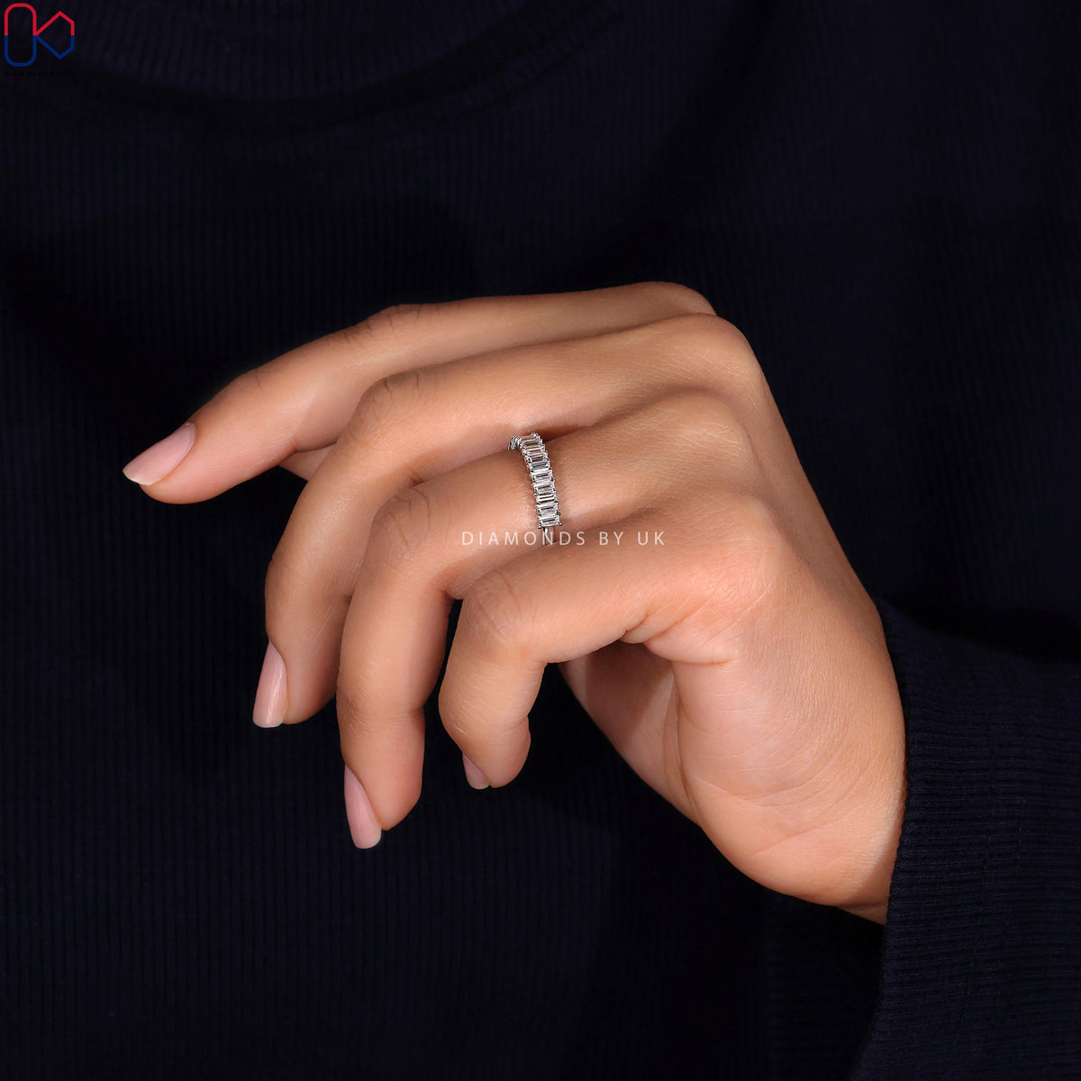 Baguette Wedding Band - Half Eternity