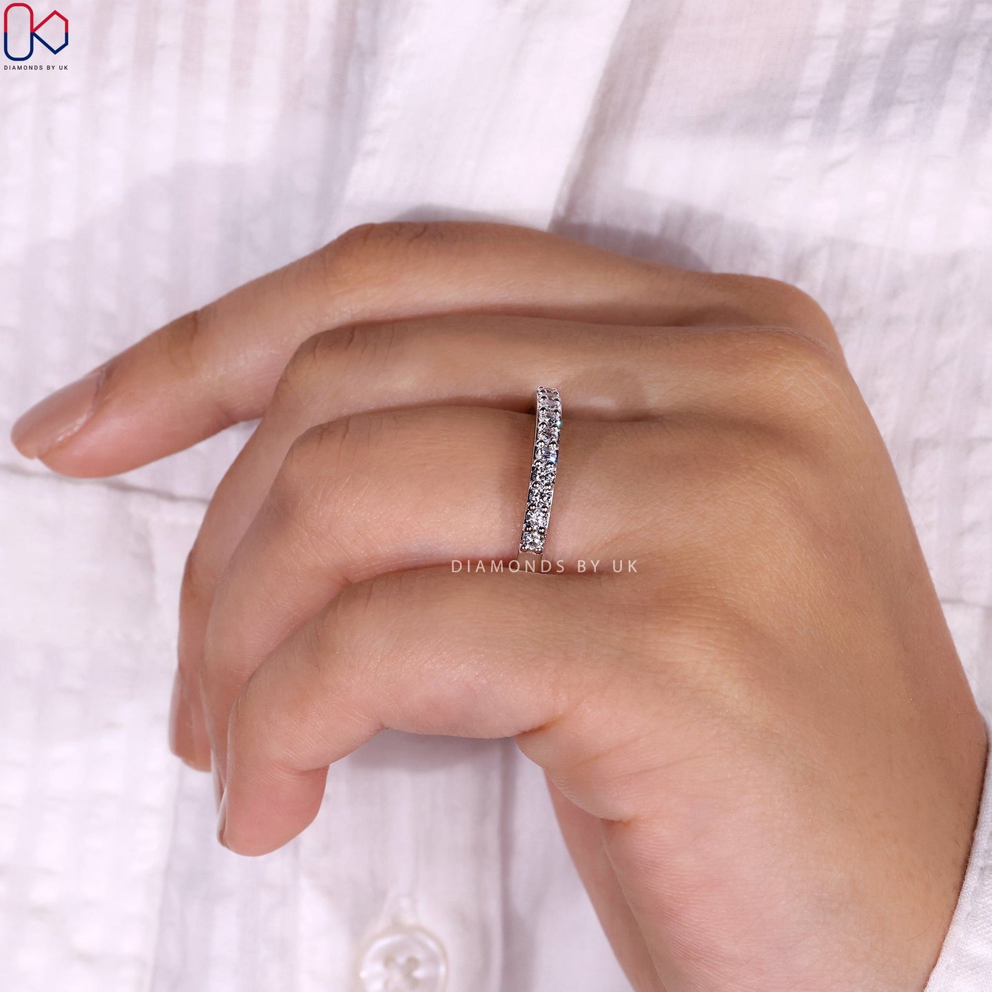 Round Diamond Half Eternity Band