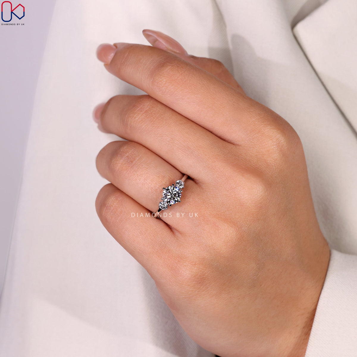 Three Stone Diamond Ring - Round Cut Diamond
