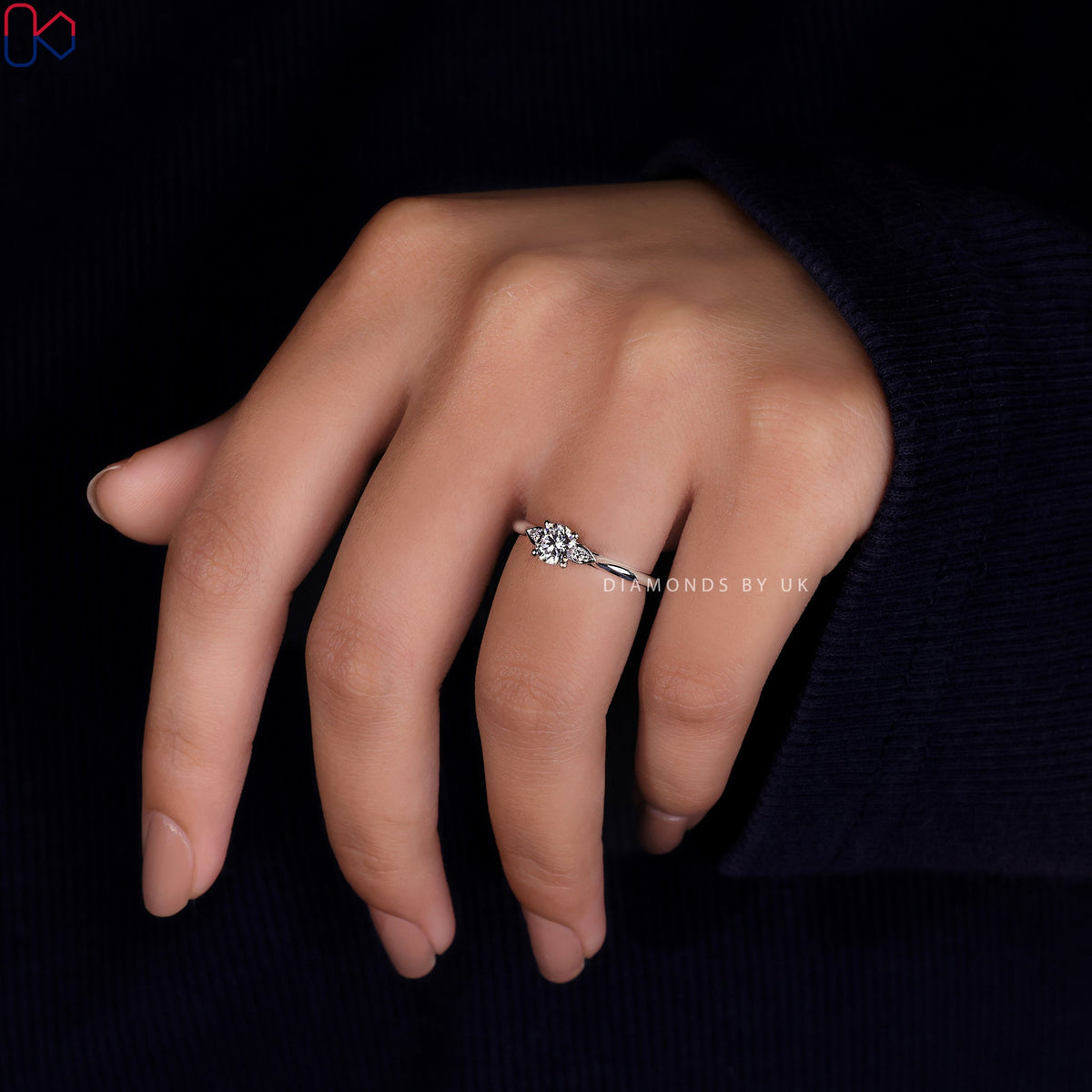 3 Stone Diamond Ring - Pear Shaped Outline