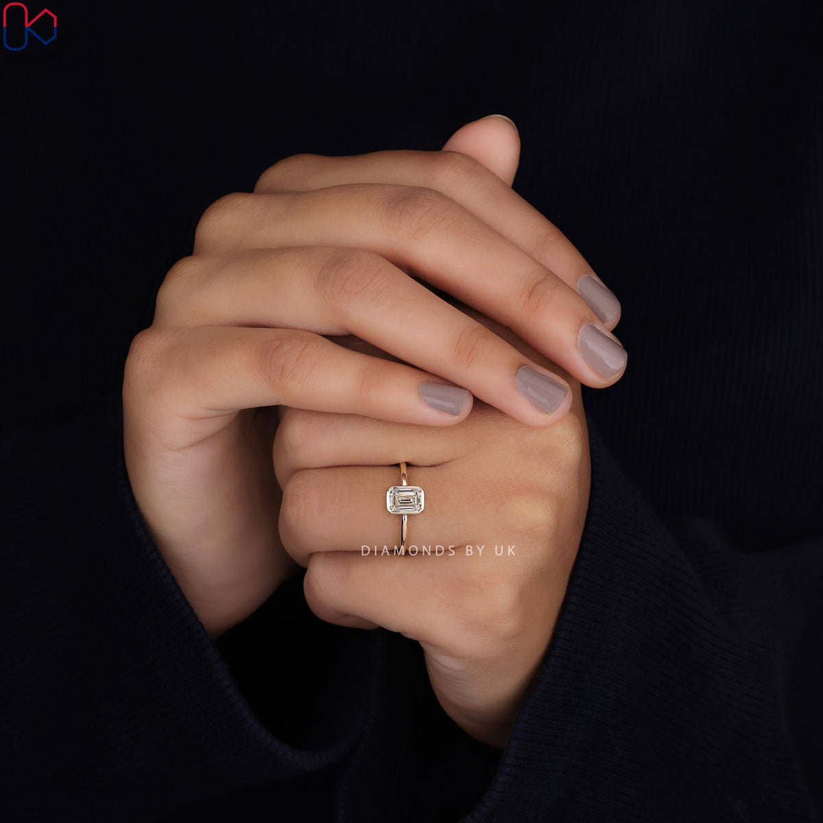 Emerald Cut Diamond Ring - Bezel Setting