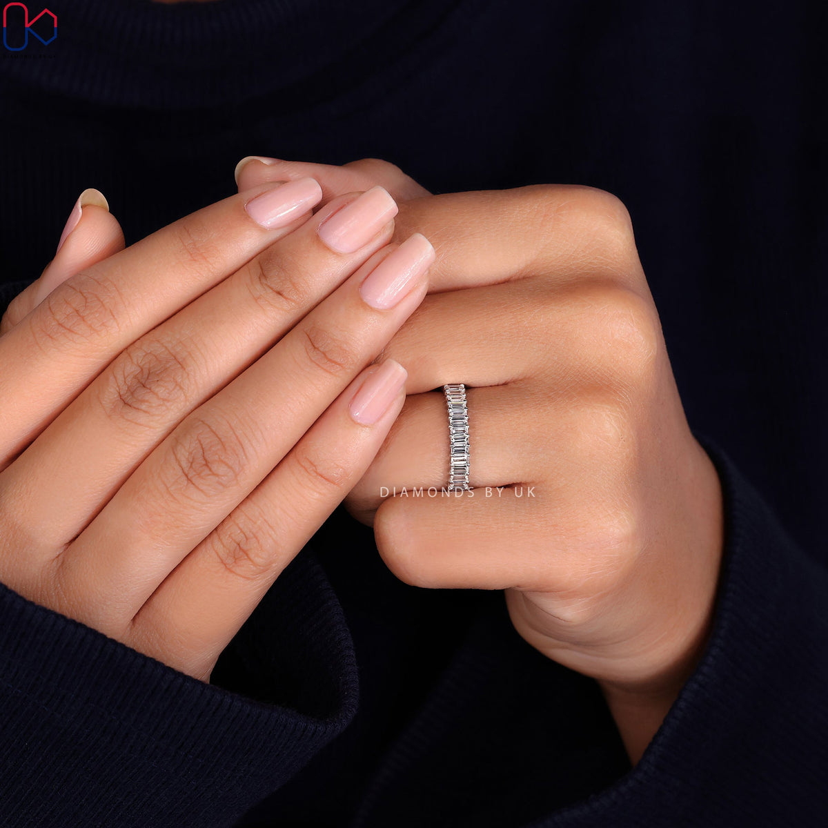 Baguette Wedding Band - Half Eternity