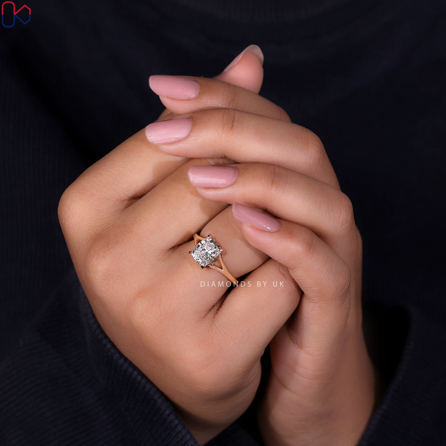 Elongated Cushion Cut Diamond Ring – Split Shank