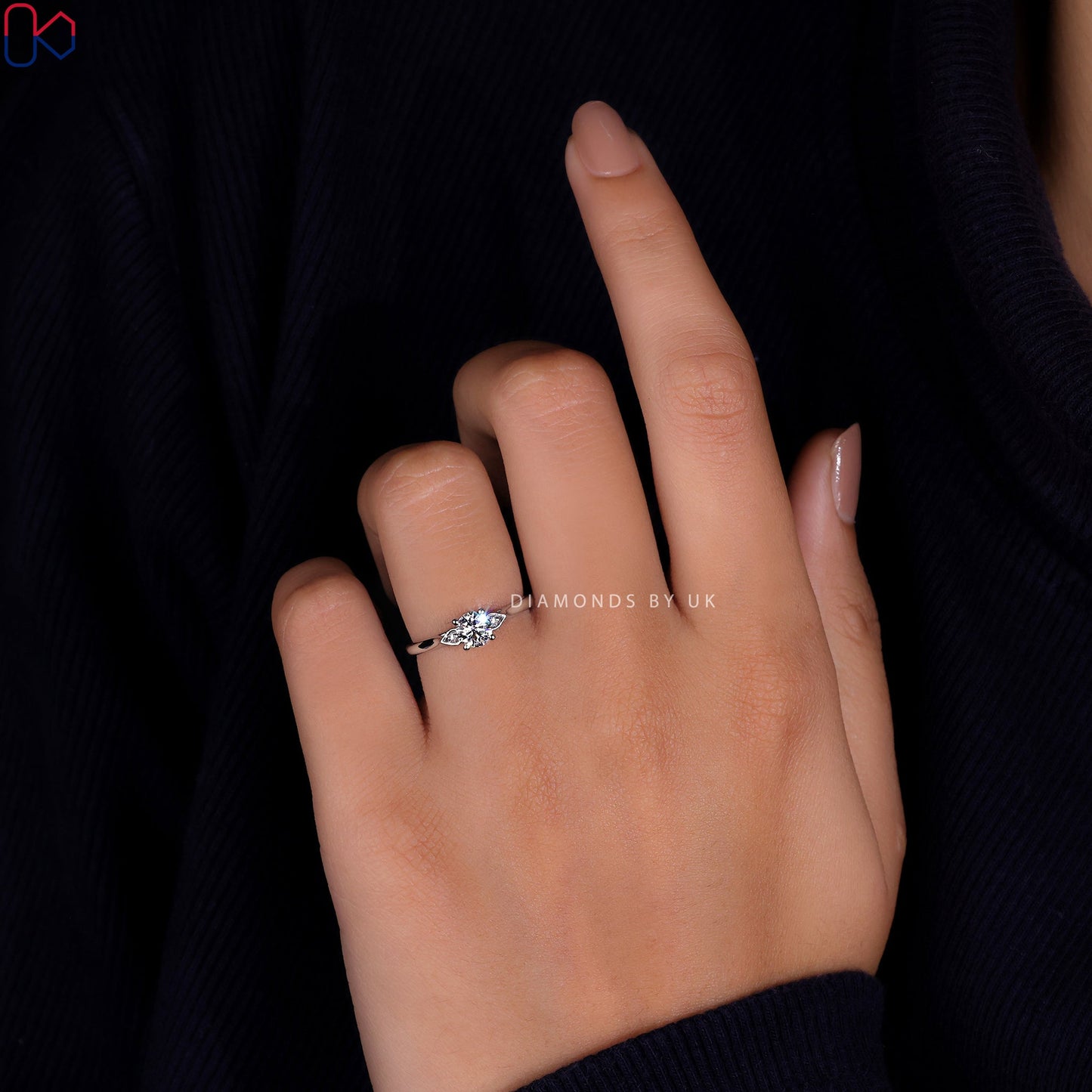 3 Stone Diamond Ring - Pear Shaped Outline