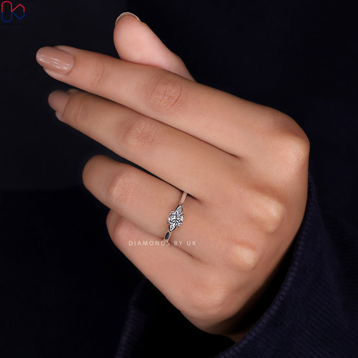 3 Stone Diamond Ring - Pear Shaped Outline