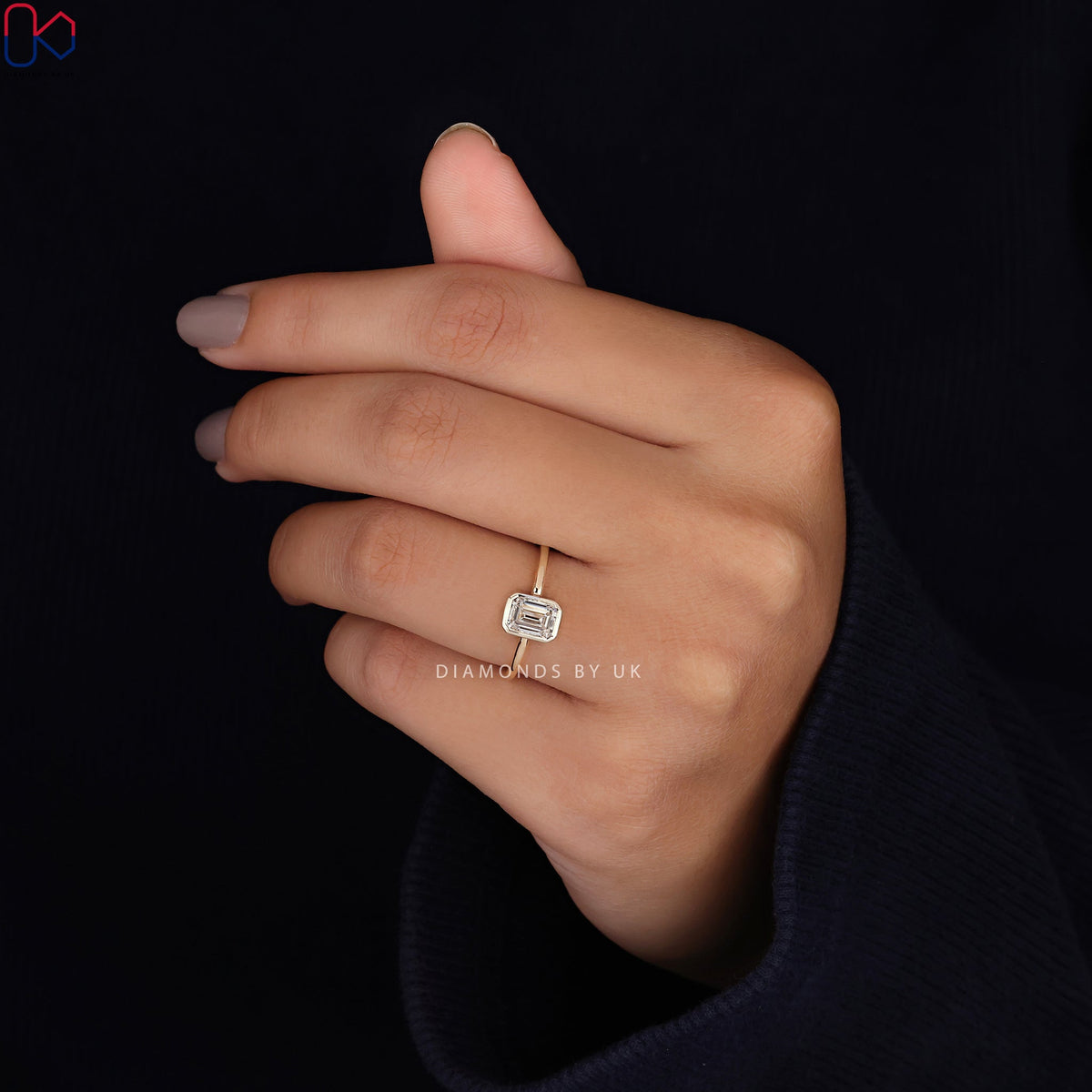 Emerald Cut Diamond Ring - Bezel Setting