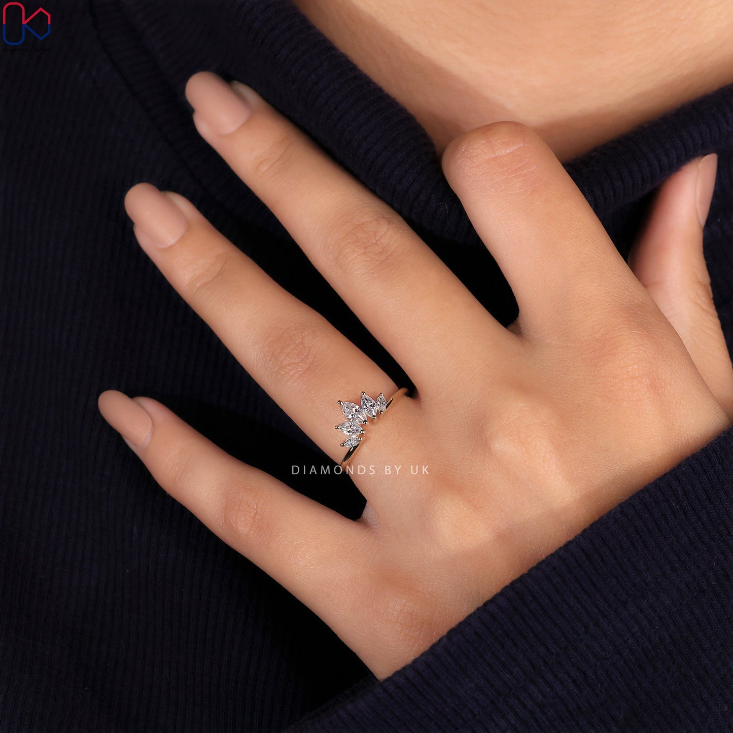 Tiara Wedding Band - Marquise Diamonds